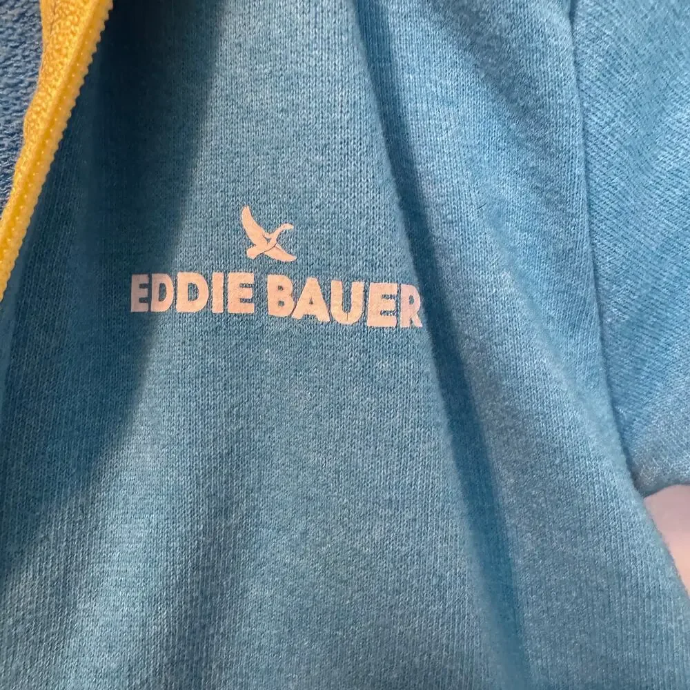 Eddie Bauer Kids Full Zip Hoodie 4T Blue Gray Colorblock Outdoor Jacket Hooded